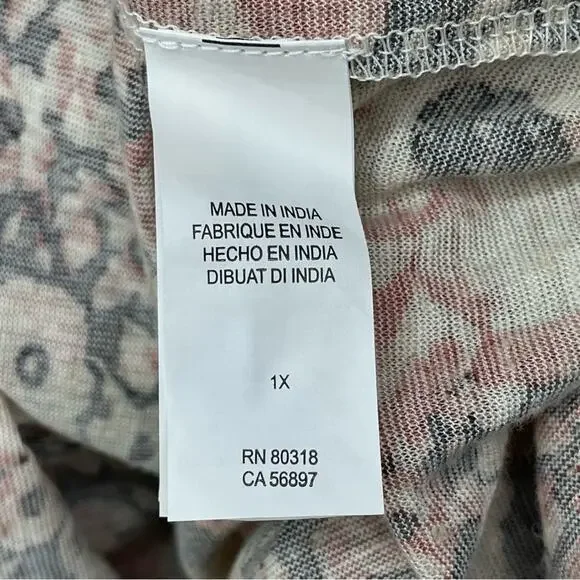 Lucky Brand Women's Printed Woven Mix Peasant Top Size 1X - Picture 7 of 12